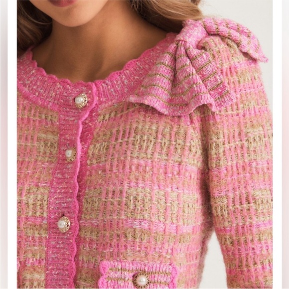 RARE 🎀 LoveShackFancy Crop Cardigan Jacket + Skirt Set in Barbie Pink - Picture 5 of 13